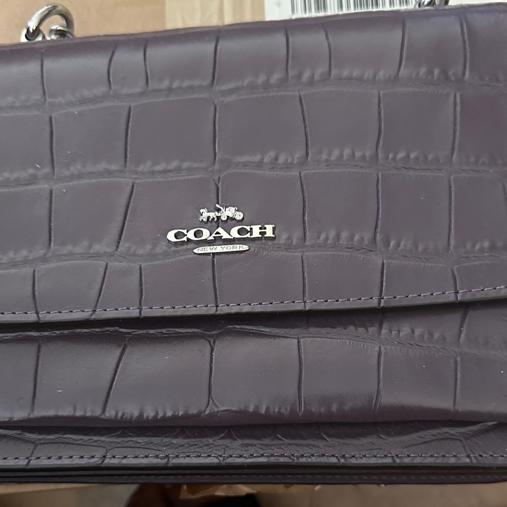 Coach Dark Purple Croc-Embossed Handbag